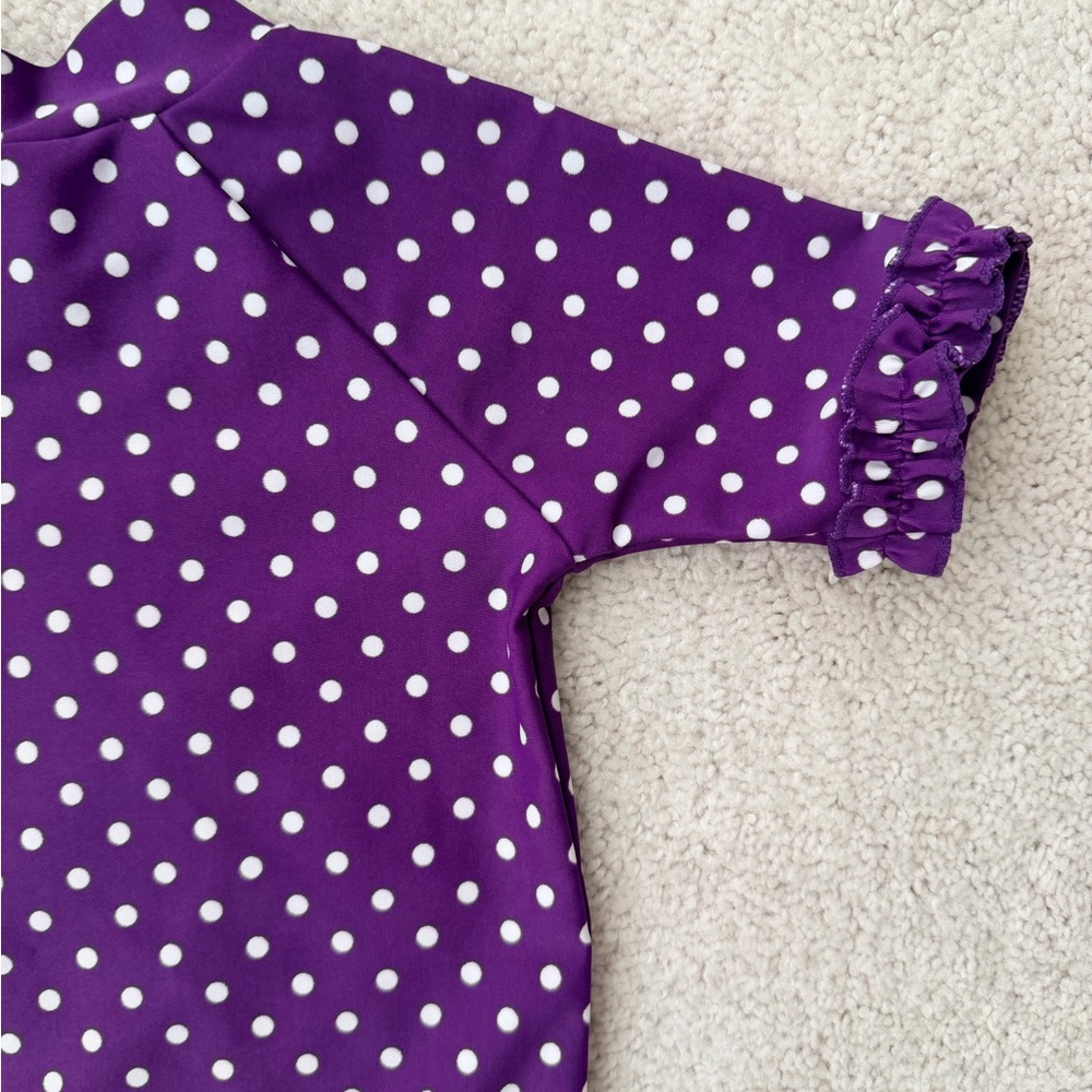 Ruffle Butts Purple Polka Dot Rashguard Set - Picture 11 of 12